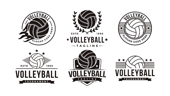 Set of vintage badge emblem Volley club, Volley tournament vector icon on white background