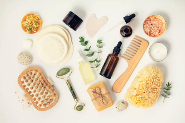 istock Natural eco friendly cosmetics concept, flat lay 1353979706
