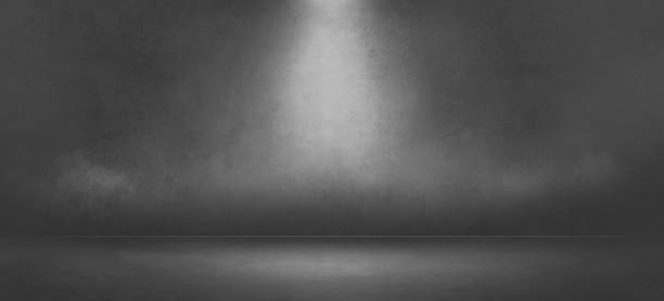 istock Charcoal Gray Grunge Cement Wall and Floor Studio Room Space Product Display Background Template 1353981775