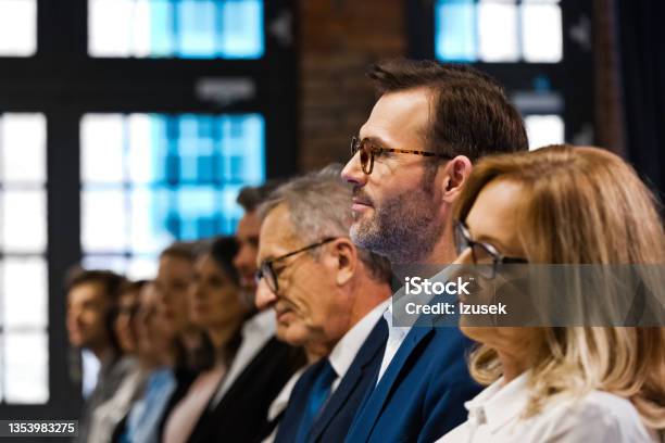 Entrepreneurs On Business Seminar Stock Photo - Download Image Now - Audience, Close-up, Conference - Event