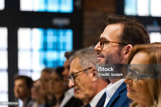 Entrepreneurs On Business Seminar Stock Photo - Download Image Now - Audience, Senior Adult, 40-49 Years