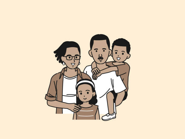 Black Americans family illustration It is an illustration of a Black Americans family. black family reunion stock illustrations