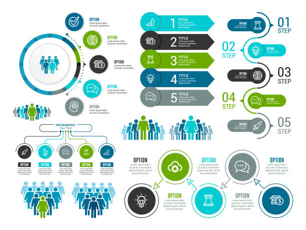 инфографика и элементы управления персоналом - infographic stock illustrations