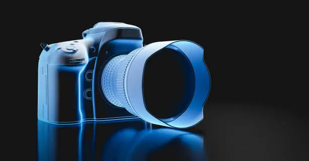 Photo of Professional digital camera illuminated