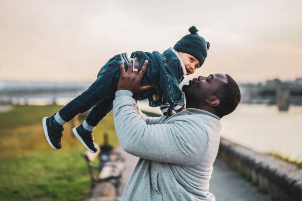 Father and his son  spending time  outdoor