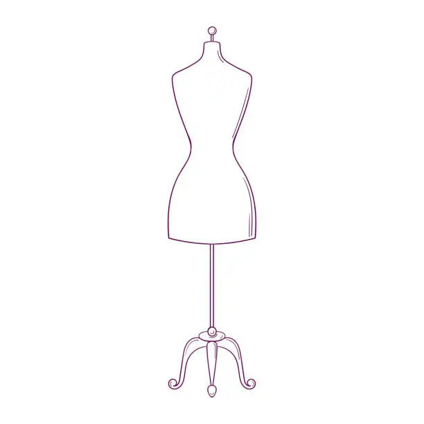 Vector illustration of Hand drawn tailor s dummy, mannequin isolated on white background