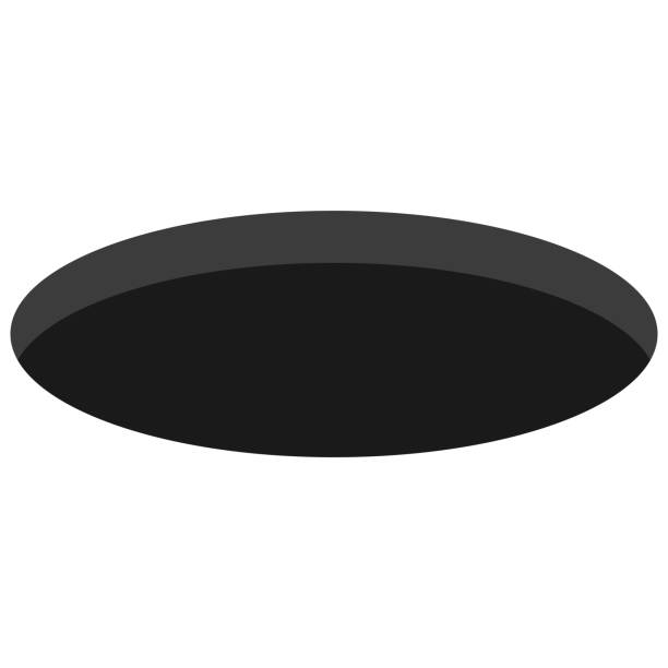 Black round hole Black round hole. Golf hole symbol. Isometric style. Vector isolated on white hole stock illustrations