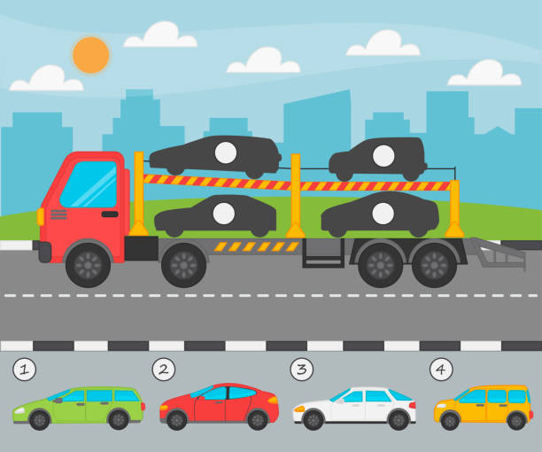 istock Game for kids. Find by the shadow what cars the loader is carrying. 1354000039