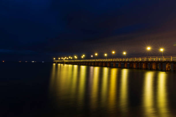 long exposure photo of wooden pier at Baltic sea
