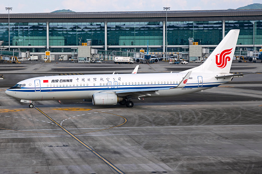 Berlin, Germany – June 18, 2023: A closeup of an airplane taking off on the runway