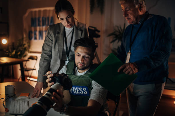 istock Work night in news editorial office 1354005840