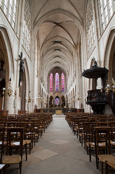 istock Paris - interior of gothic church 135400786