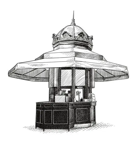 Vector illustration of Vector drawing of refreshments kiosk