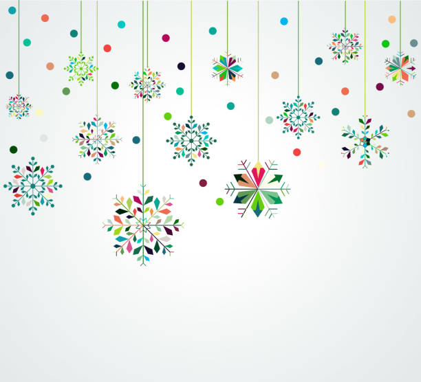 ilustrações de stock, clip art, desenhos animados e ícones de vector abstract christmas snowflake shape hang ornate banner pattern for design - xmas toys snowflake