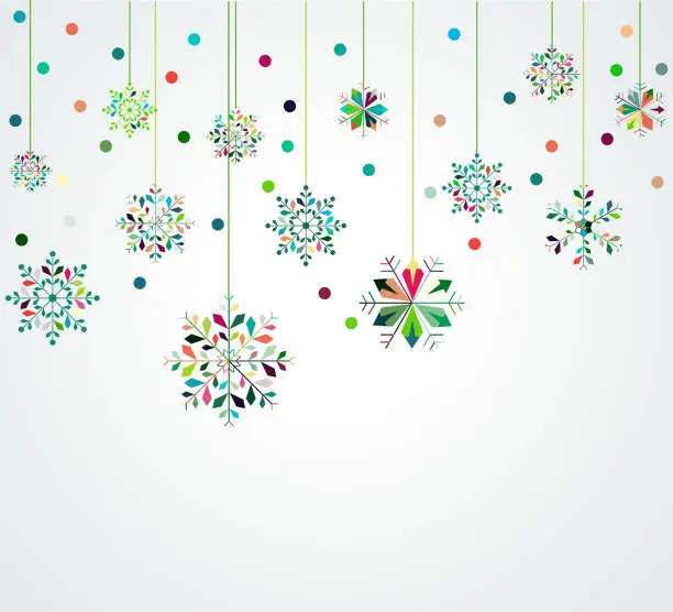 Vector illustration of Vector abstract christmas snowflake shape hang ornate banner pattern for design