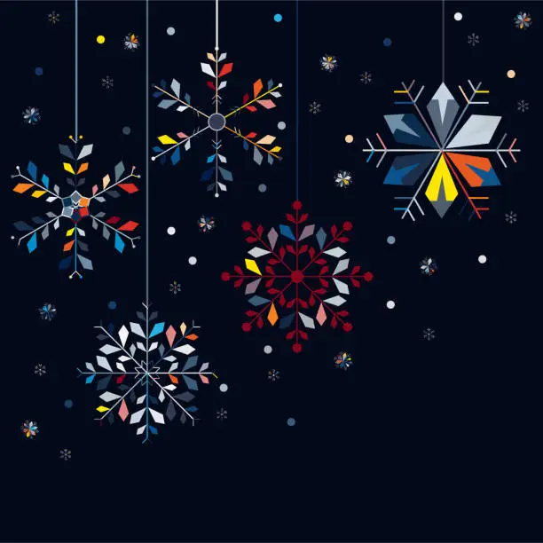 Vector illustration of Vector abstract colorful christmas snowflake shape ornate banner pattern for design