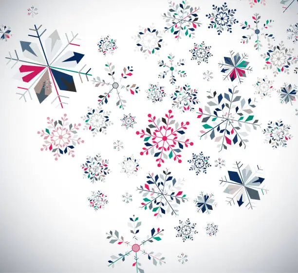 Vector illustration of Vector Christmas colorful snowflake shape ornate banner pattern background for design