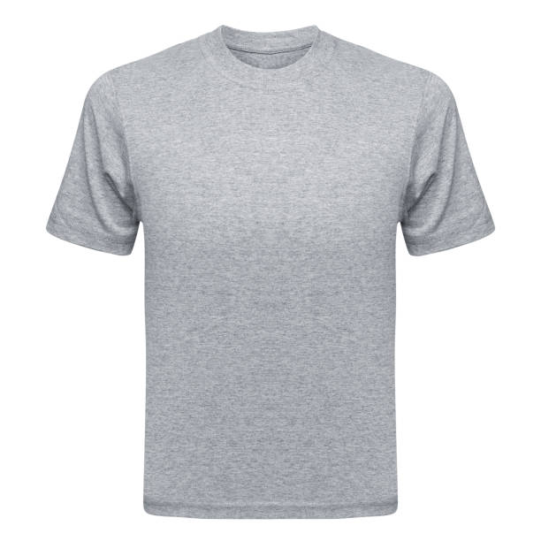 istock Gray T-shirt mockup front used as design template. Tee Shirt blank isolated on white 1354020634