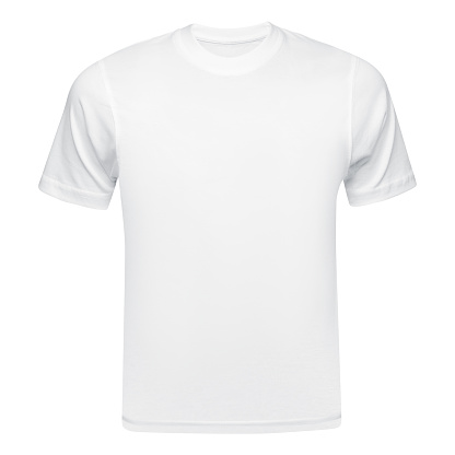 Frente de maqueta de camiseta blanca utilizada como plantilla de diseño. Camiseta en blanco aislado sobre blanco photo