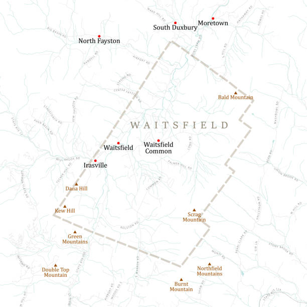 vt 워싱턴 웨이츠필드 벡터 로드맵 - waitsfield stock illustrations