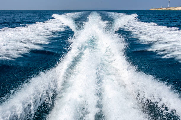 istock The waves from a high-speed boat 1354029872
