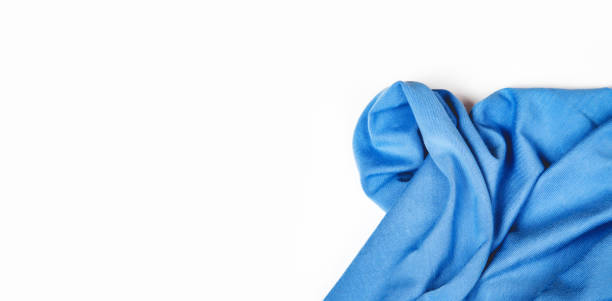 istock Blue luxury cotton fabric cotton jersey texture for background. wallpaper design 1354030190