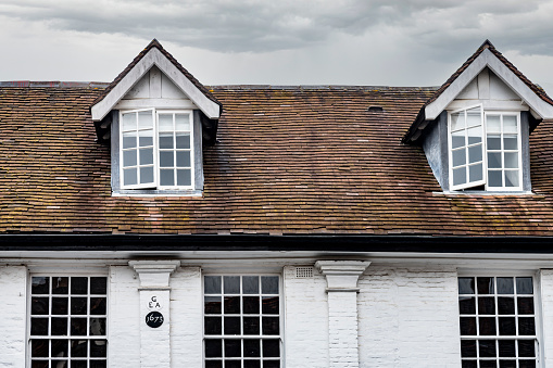 Close-up of a white building in Stratford upon Avon