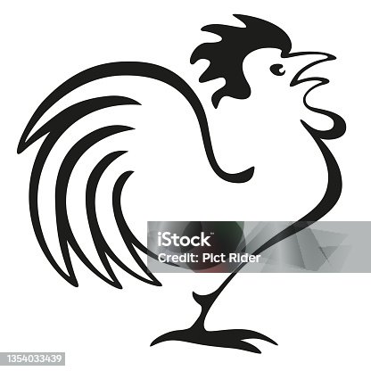 istock A black line drawing of a rooster, emblem of France. 1354033439