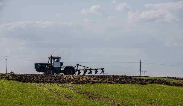 istock Farmer in tractor preparing land with seedbed cultivator 1354034871