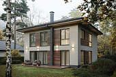 istock 3d rendering of modern cozy bungalow 1354034882