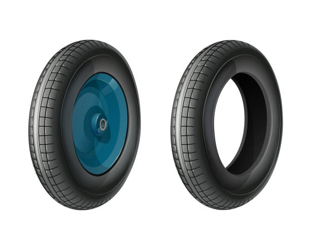 istock Wheel for wheelbarrow. Rubber tyre. Detail. Vector illustration. 1354035550