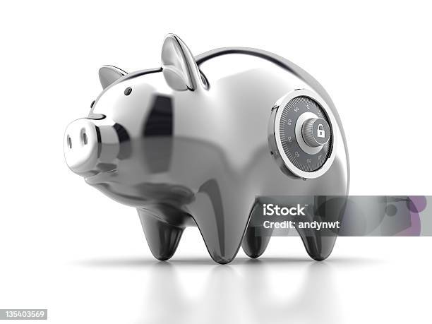 Piggy Bank With Lock Stock Photo - Download Image Now - Piggy Bank, Lock, Protection