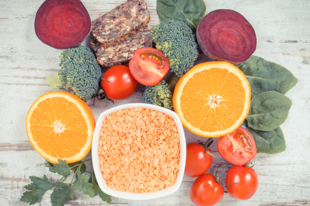 istock Nutritious different ingredients containing vitamin B9, natural minerals and folic acid, healthy nutrition concept 1354037848