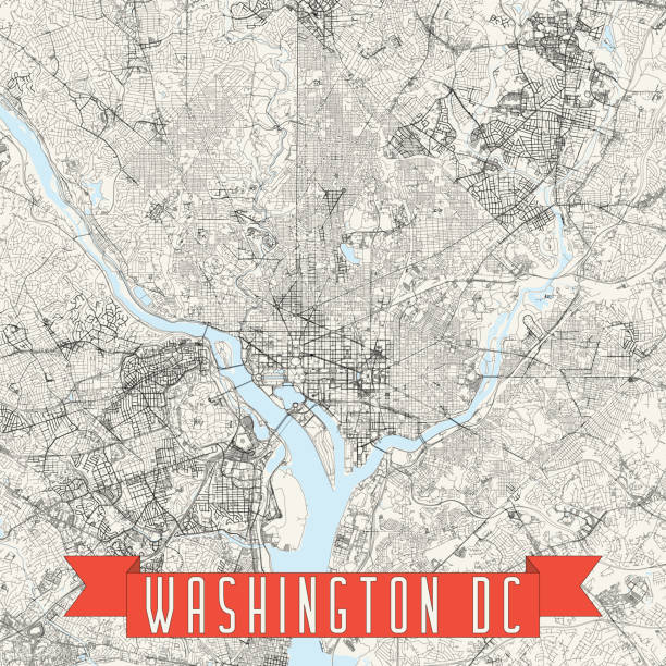 Washington, District of Columbia Vector Map Topographic / Road map of Washington, D.C., USA. Original map data is open data via © OpenStreetMap contributors. All maps are layered and easy to edit. Roads are editable stroke. martin luther king jr memorial stock illustrations
