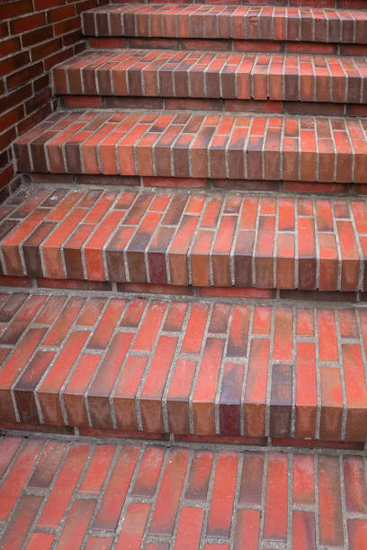 istock Red stairs made of bricks toward somewhere 1354042904