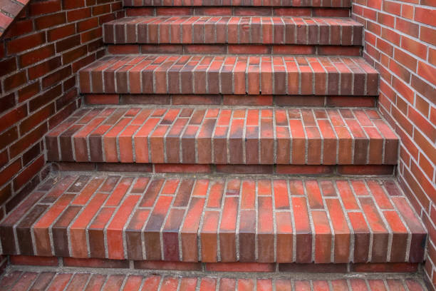 istock Red stairs made of bricks toward somewhere 1354042905