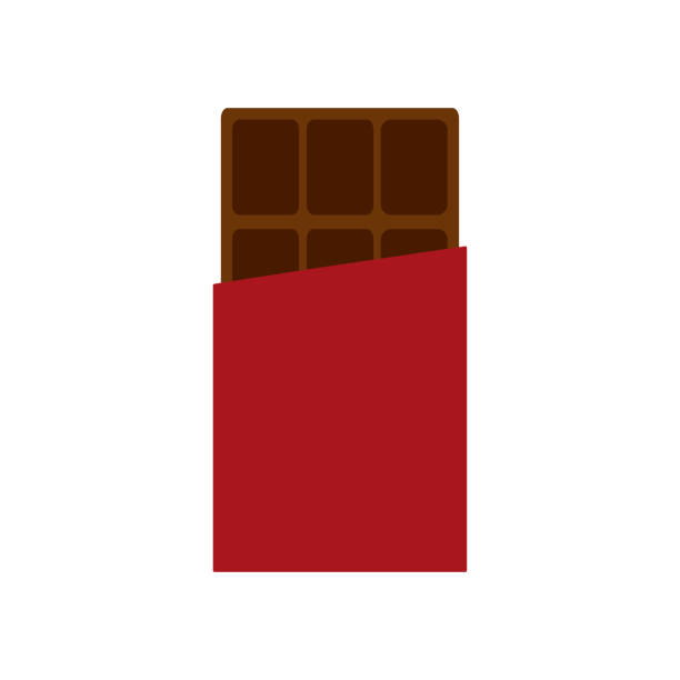 podarte opakowanie tabliczki czekolady, płaska kolorowa ikona - chocolate candy bar block cocoa stock illustrations