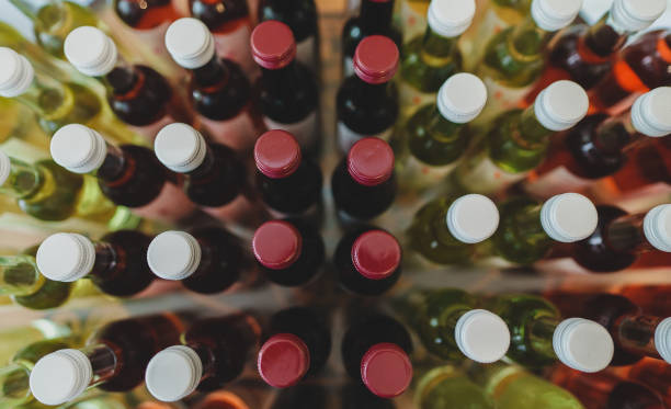 istock Wine bottles in the wine store. Top view. 1354045503