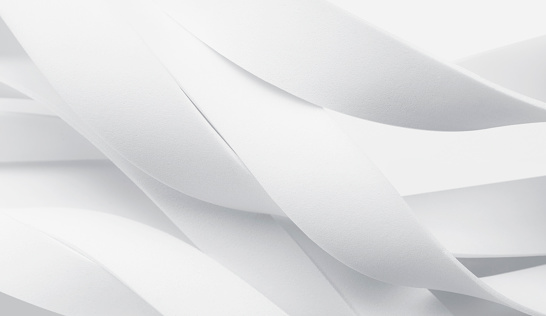 White wavy elements on white background, abstract