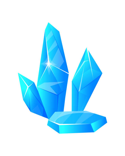 ilustrações, clipart, desenhos animados e ícones de cristais de gelo azuis. pedras de cristal de forma geométrica, mineral brilhante, ilustração vetorial artoon - ice crystal snowflake ice turquoise