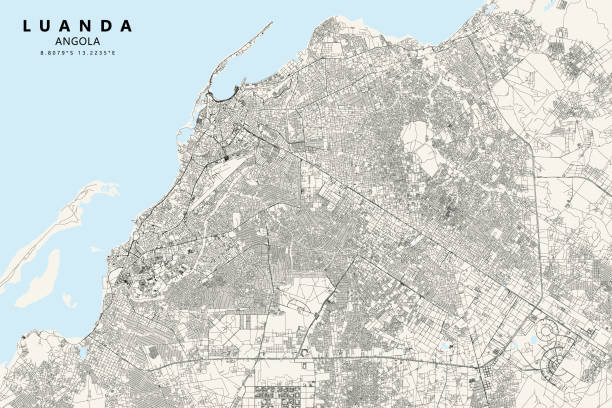 ilustrações de stock, clip art, desenhos animados e ícones de luanda, angola vector map - baia de luanda