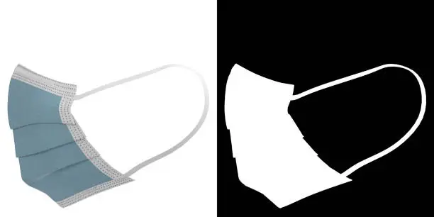 3D rendering illustration of a surgical mask with opacity mask