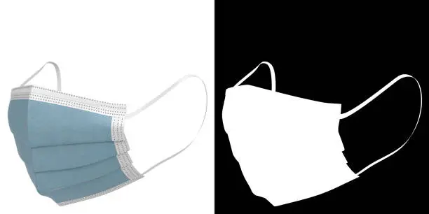 3D rendering illustration of a surgical mask with opacity mask