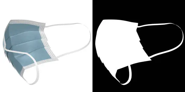 3D rendering illustration of a surgical mask with opacity mask