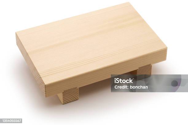 Wooden Board Called Geta Serving Sushi Stock Photo - Download Image Now - Sushi, Geta Sandal, Plate