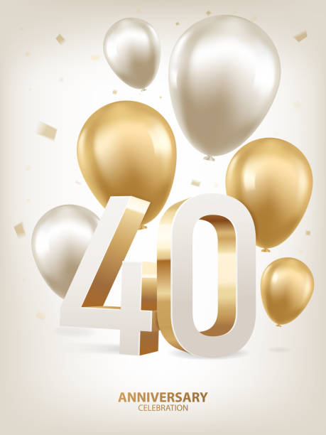 предыстория 40-летнего юбилея - number anniversary gold celebration stock illustrations