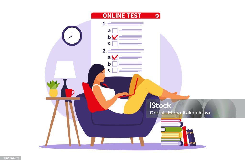 Test Elearning Images Concept Online Testing Elearning Examination On Computer Vector ...