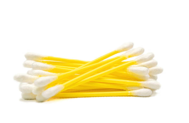 Hygienic cotton swabs isolated on white background Hygienic accessories and personal hygiene products. Cotton swabs for cleaning ears and taking tests on a white background cotton swab stock pictures, royalty-free photos & images