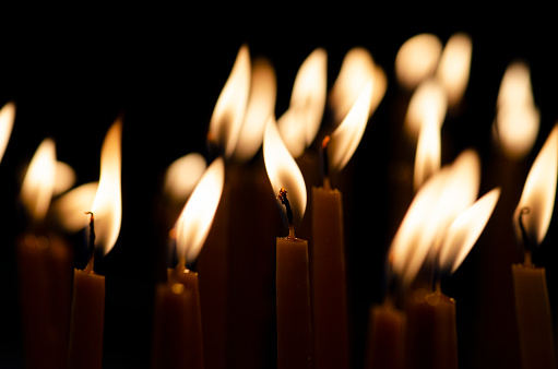 candle flames in a church
