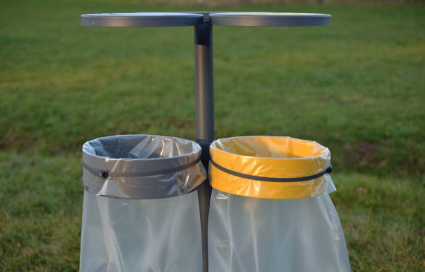 Containers for separate waste collection in park